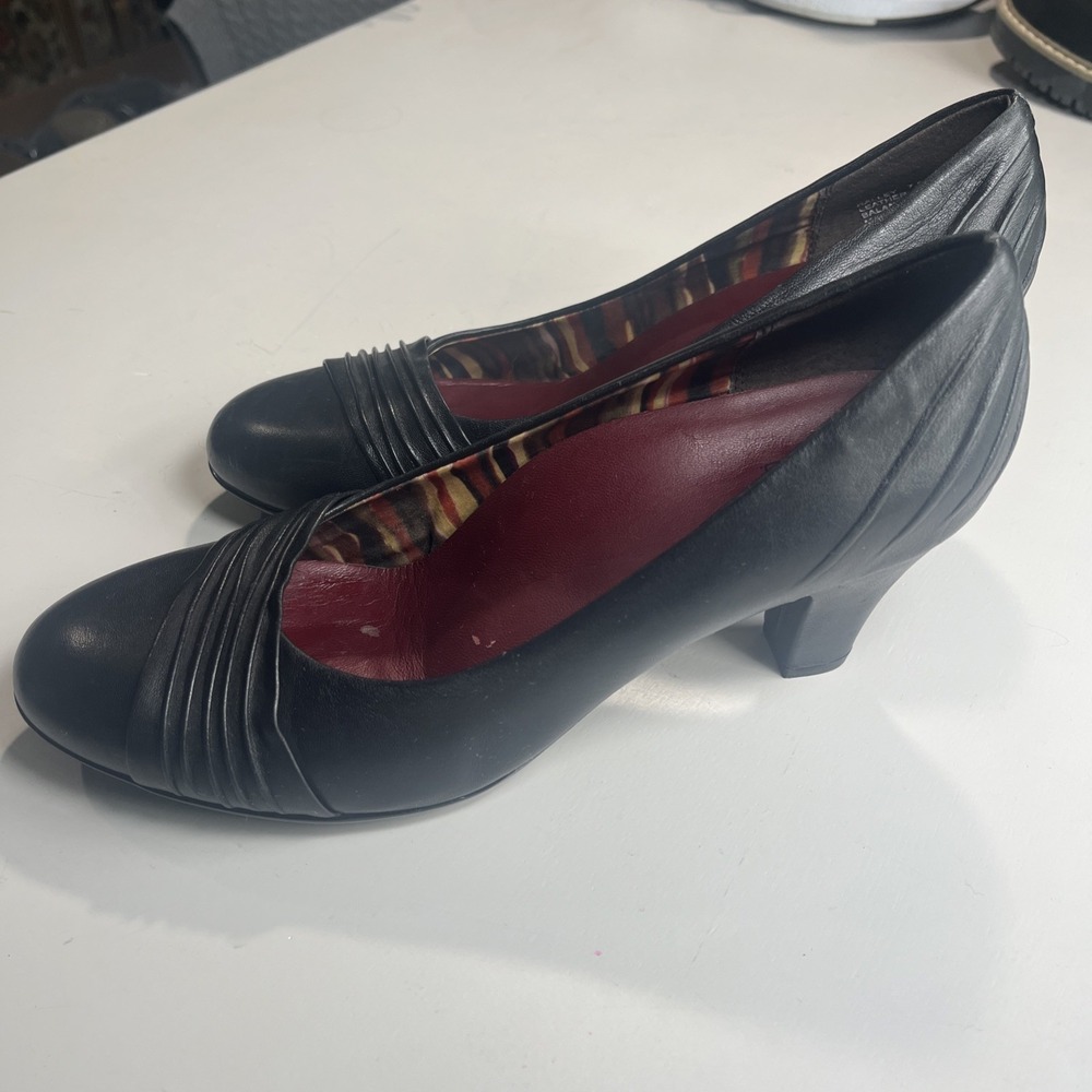 Abeo Bio Vanna Black Leather Pumps Supportive Comfort Work Women's 7.5